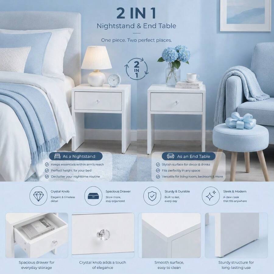 2-In-1 Storage Stool & Nightst - Furniture Hardware Restoration 评论和价格