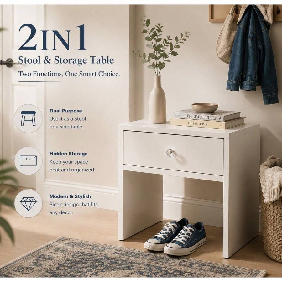 2-In-1 Storage Stool & Nightst - Furniture Hardware Restoration 评论和价格