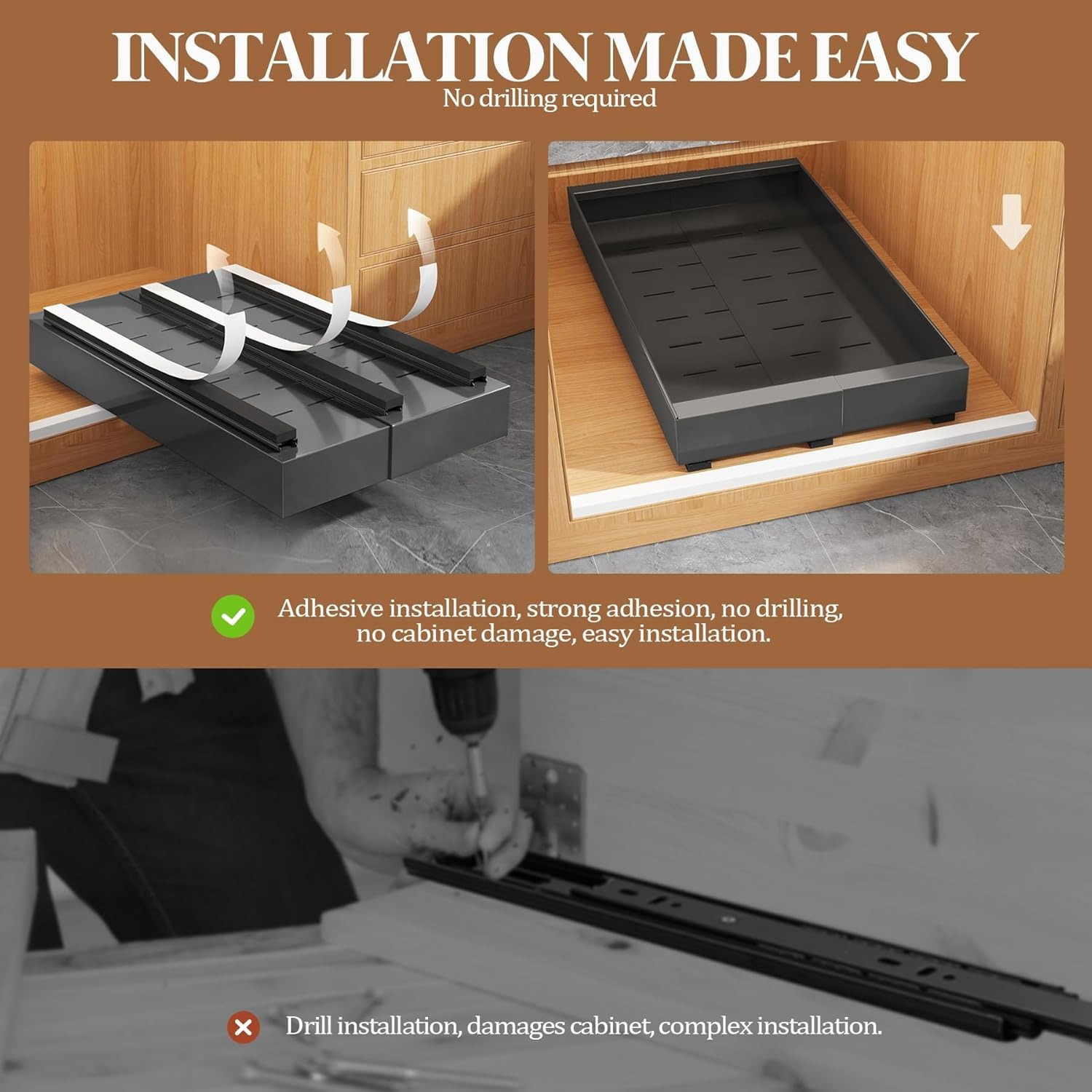 Expandable Pull Out Cabinet Or - Drawer Slide Pair 评论和价格