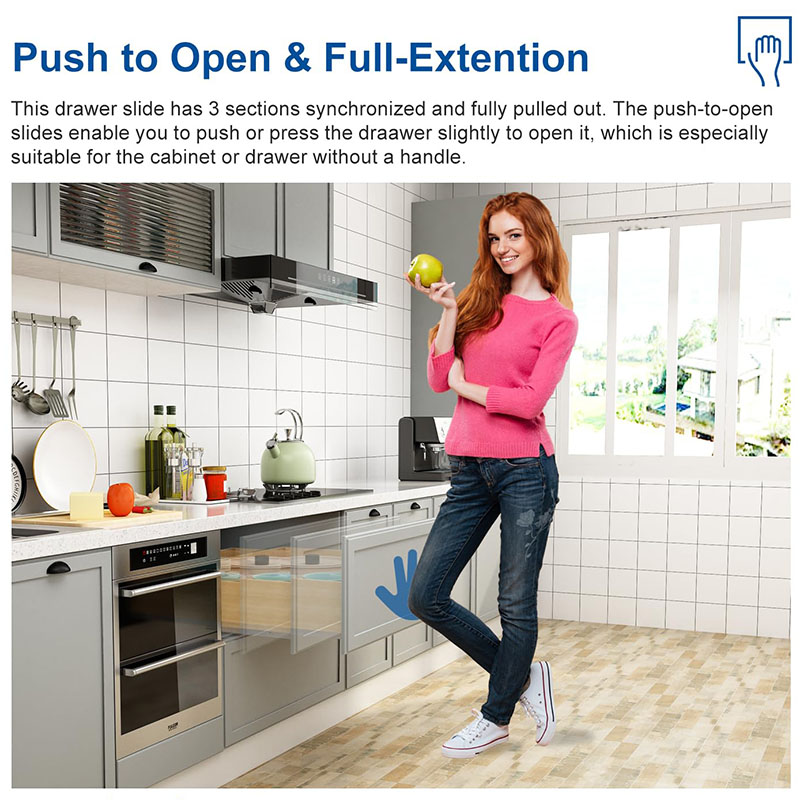 Push To Open 1 Pair Undermount - Drawer Slide Pair 评论和价格