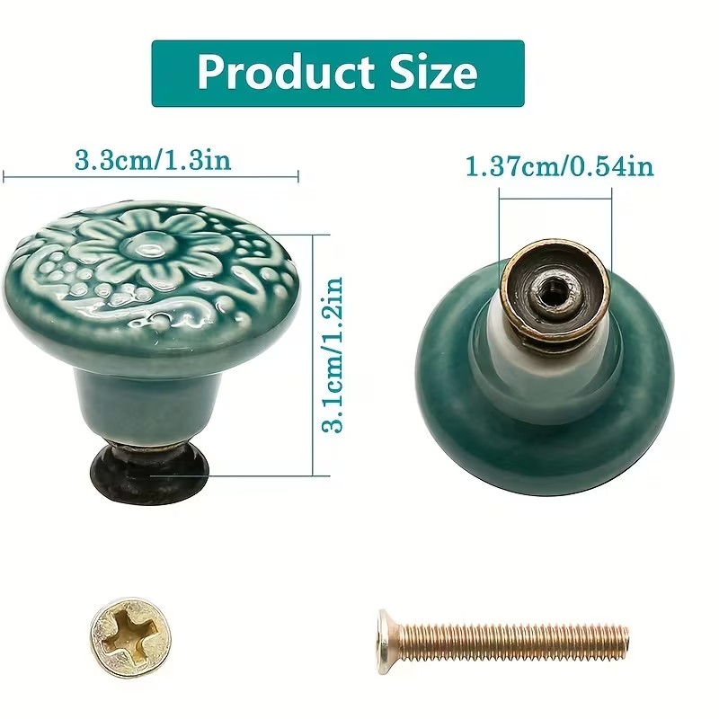 12pcs Ceramic Cabinet Knobs, F - Furniture Hardware Supplies 评论和价格