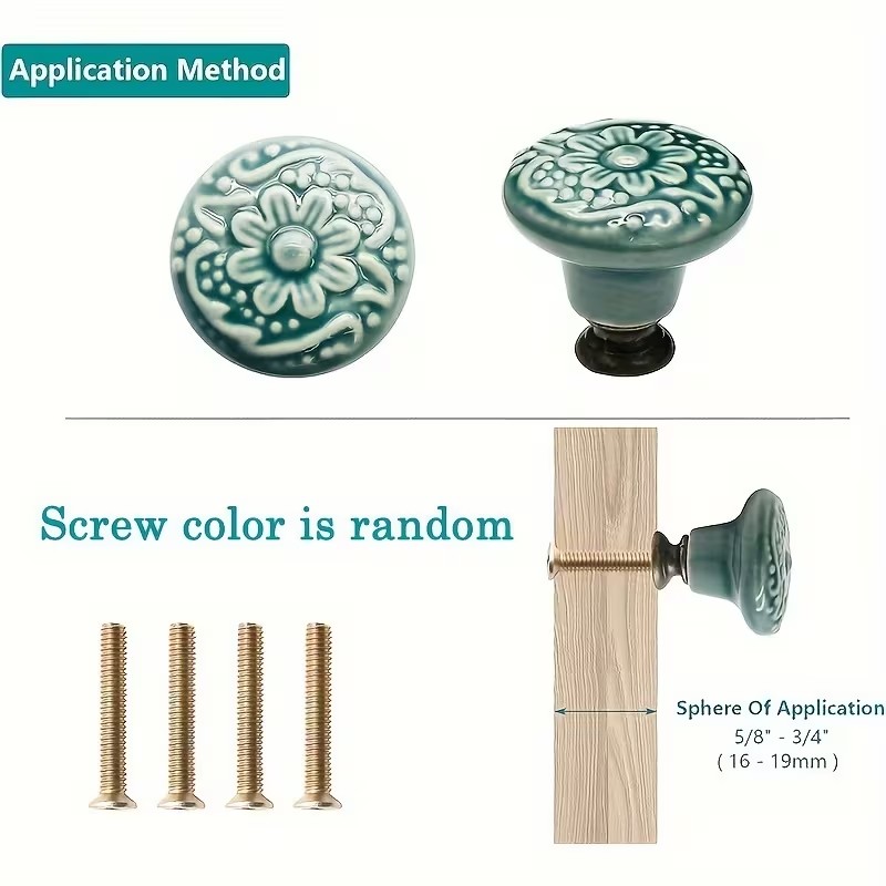 12pcs Ceramic Cabinet Knobs, F - Furniture Hardware Supplies 评论和价格
