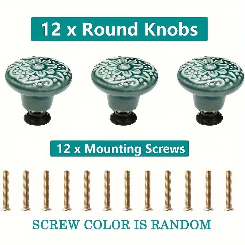12pcs Ceramic Cabinet Knobs, F - Furniture Hardware Supplies 评论和价格