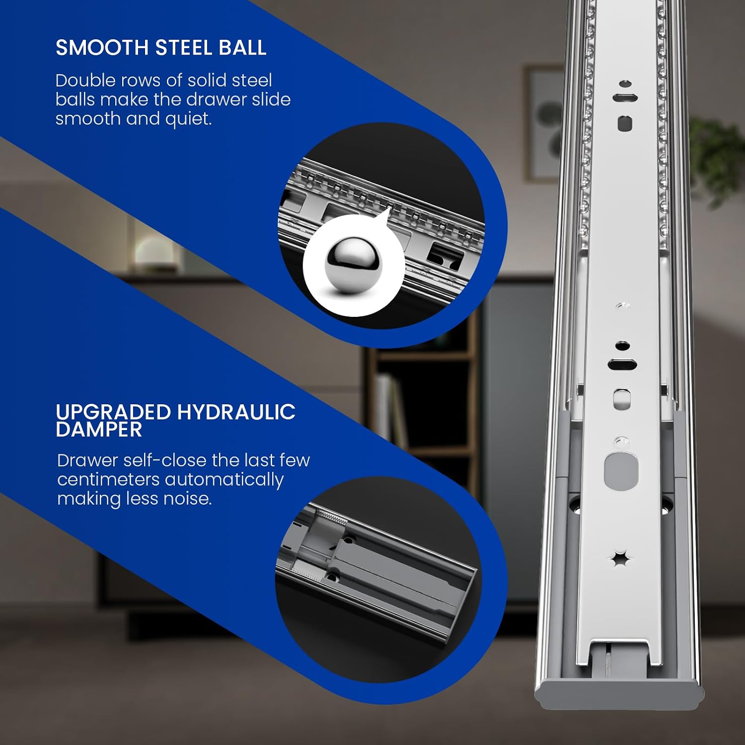 22 Inch Side Mount Soft Close  - Drawer Slide Pair 评论和价格