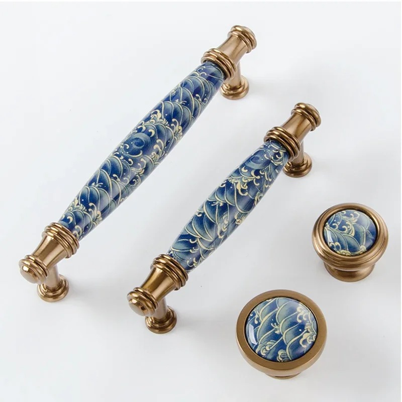 Modern Vintage Blue Wave Ceram - Furniture Hardware Knobs 评论和价格
