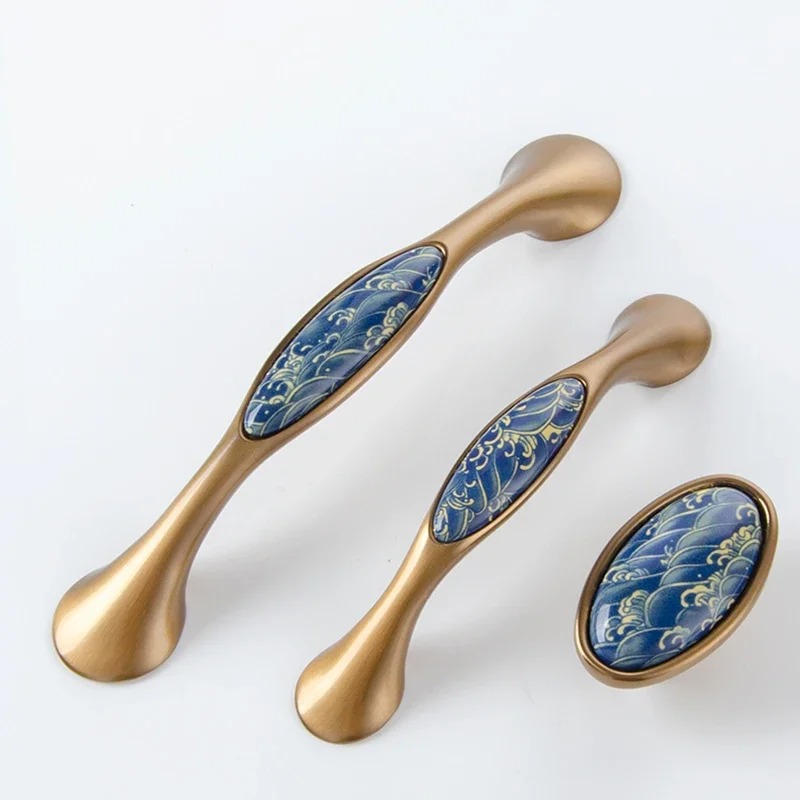 Modern Vintage Blue Wave Ceram - Furniture Hardware Knobs 评论和价格