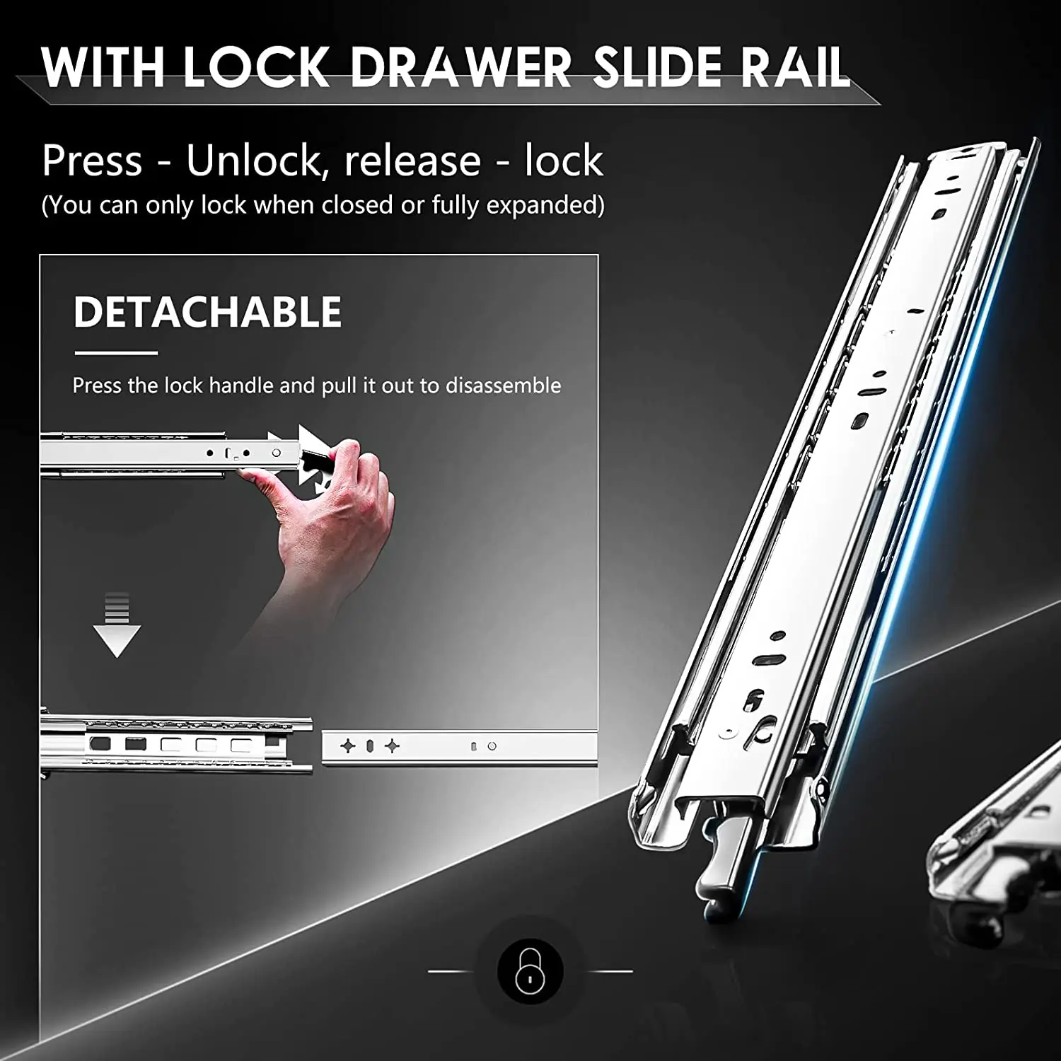 170 Lbs 1 Pair With Lock Heavy - Drawer Slide Pair 评论和价格